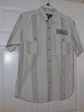 HARLEY DAVIDSON Men’s Short Sleeve Button Down Grey Shirt M NWOT